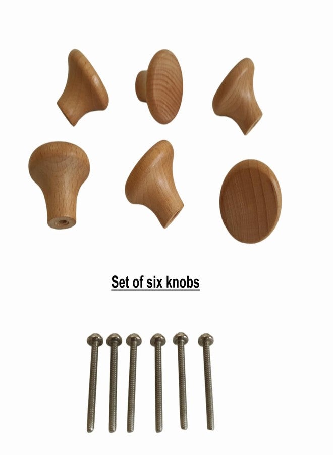 CURIOFACT Beechwood Drawer Knobs, Wardrobe Handles, Loft Handle, Kitchen Pull Handles, Cabinet Wooden Knobs (Small Mushroom) - Image 2